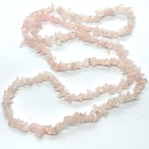 Genuine Rose Quartz Light Pink Stone Beaded Healing Crystal Endless Necklace 34"